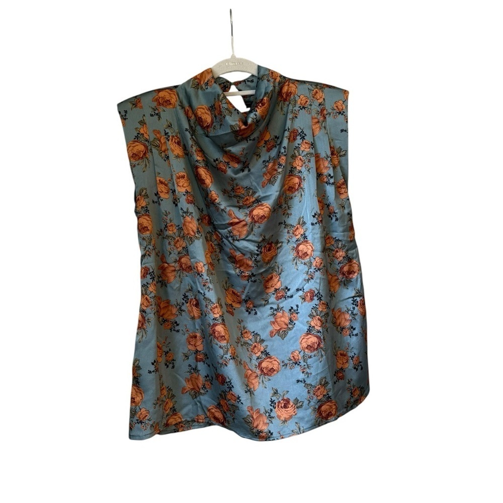 Vici Blue and Orange Floral Blouse